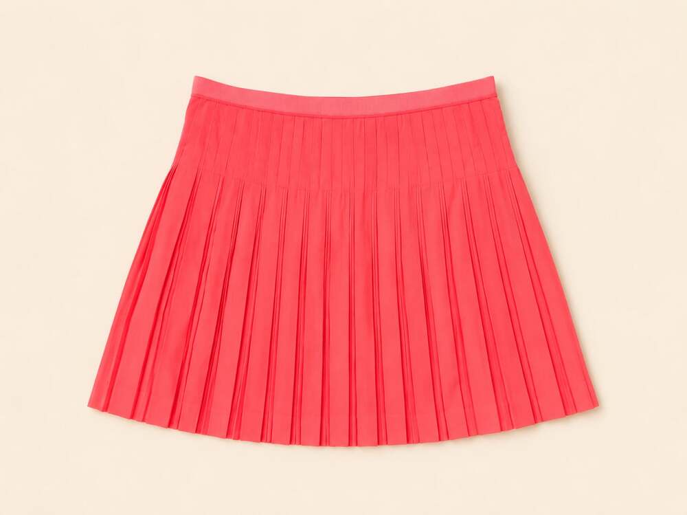 J.Crew Neon Coral Pleated Mini Skirt Preppy Barbiecore Size 6